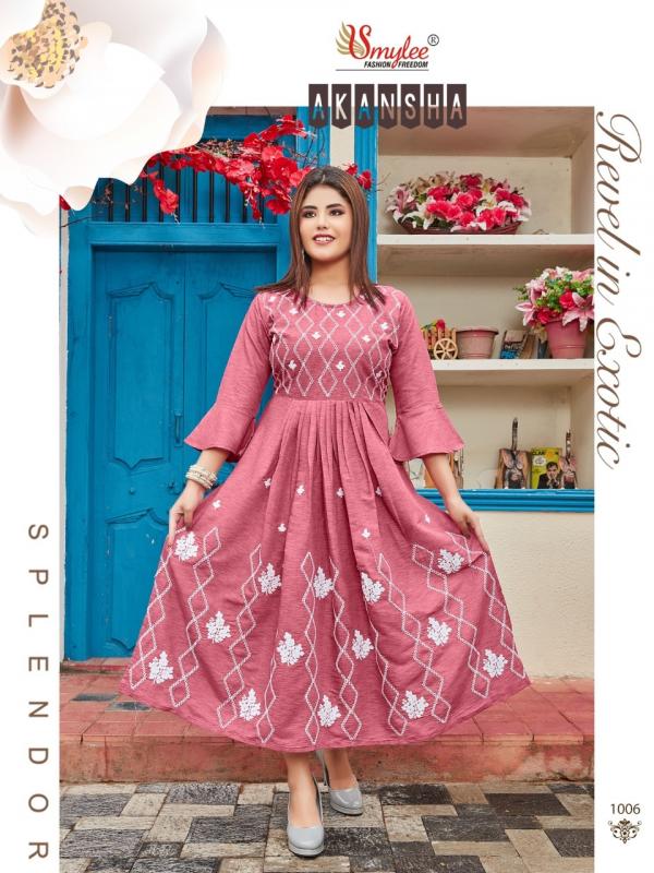 Smylee Akansha Beautiful Rayon Embroidery Flair Kurti 